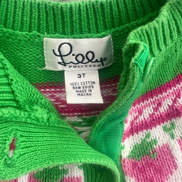 Lilly Pulitzer Vibrant Green and Pink Cardigan - Picture 2 of 3